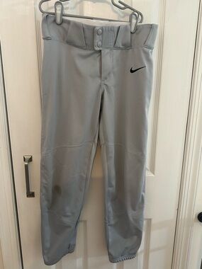 Nike Light Gray Baseball Pants with Black Swoosh Tag